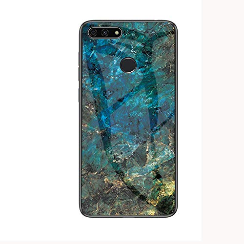 Jiajihua Cover Compatible with Honor 7A AL00IN / 7A Pro AL00IN 【PC Panel+Tempering Glass+TPU Silicone】 3 in 1 Shockproof Phone Case Green