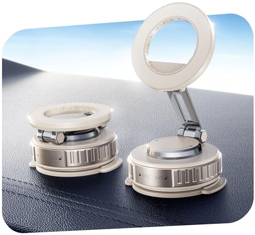 Image of Snanlen 2026 Upgraded Car Phone Holder for Magsafe [108LBS Strongest Suction] 360 adjustable vacuum magnetic phone holders, cell phone car mount for iPhone 17 Pro Max 16 15 14 13 Air Plus (Rose Gold)