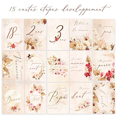 Carte étape bébé 'développement' NUDE (mixte), lot de 15 cartes Cover