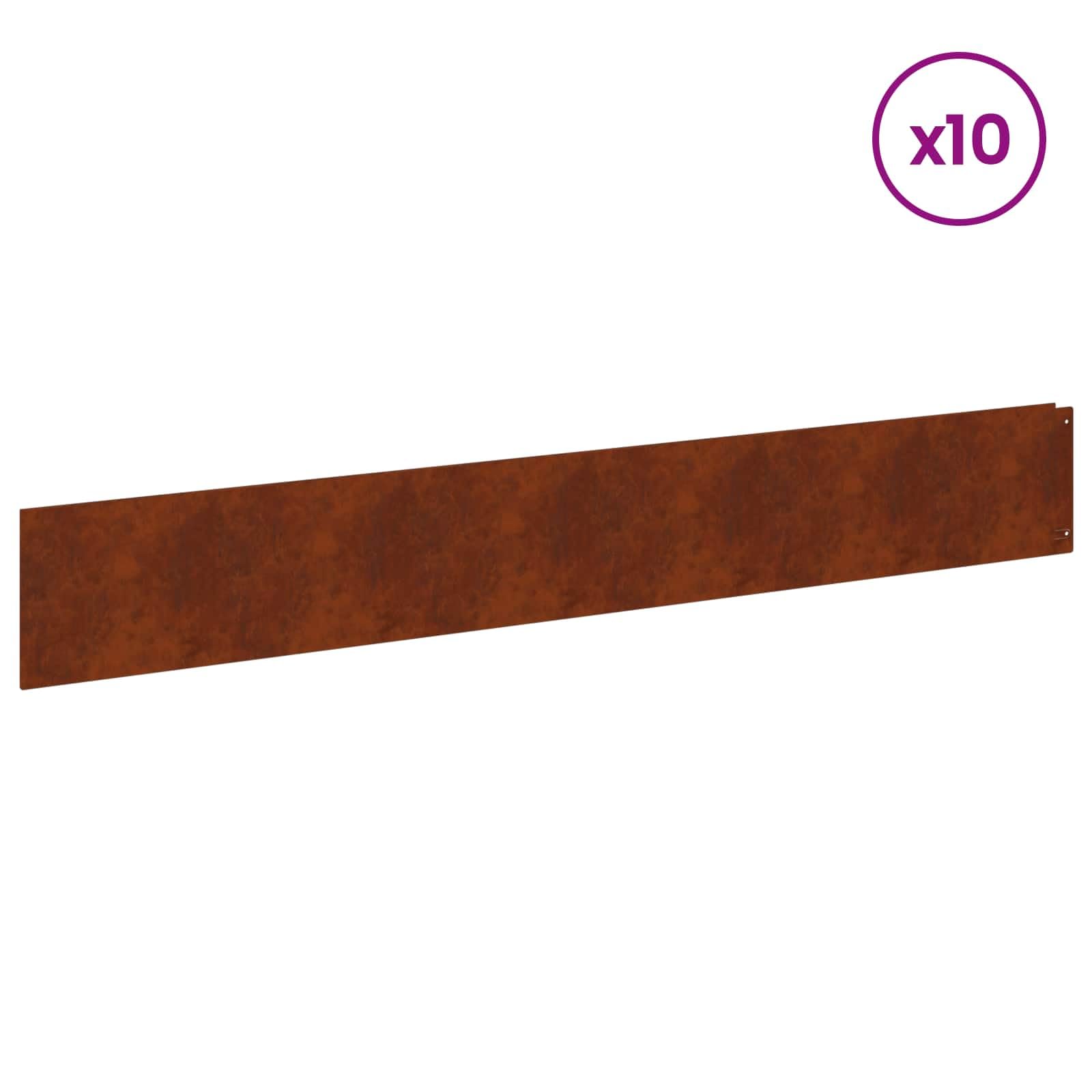 Lot de 10 bordures de pelouse en acier inoxydable - 100 x 15 cm - Résistantes aux intempéries - Flexibles - Pour délimitation de jardin - Bordure de parterre et bordure de parterres - Avec