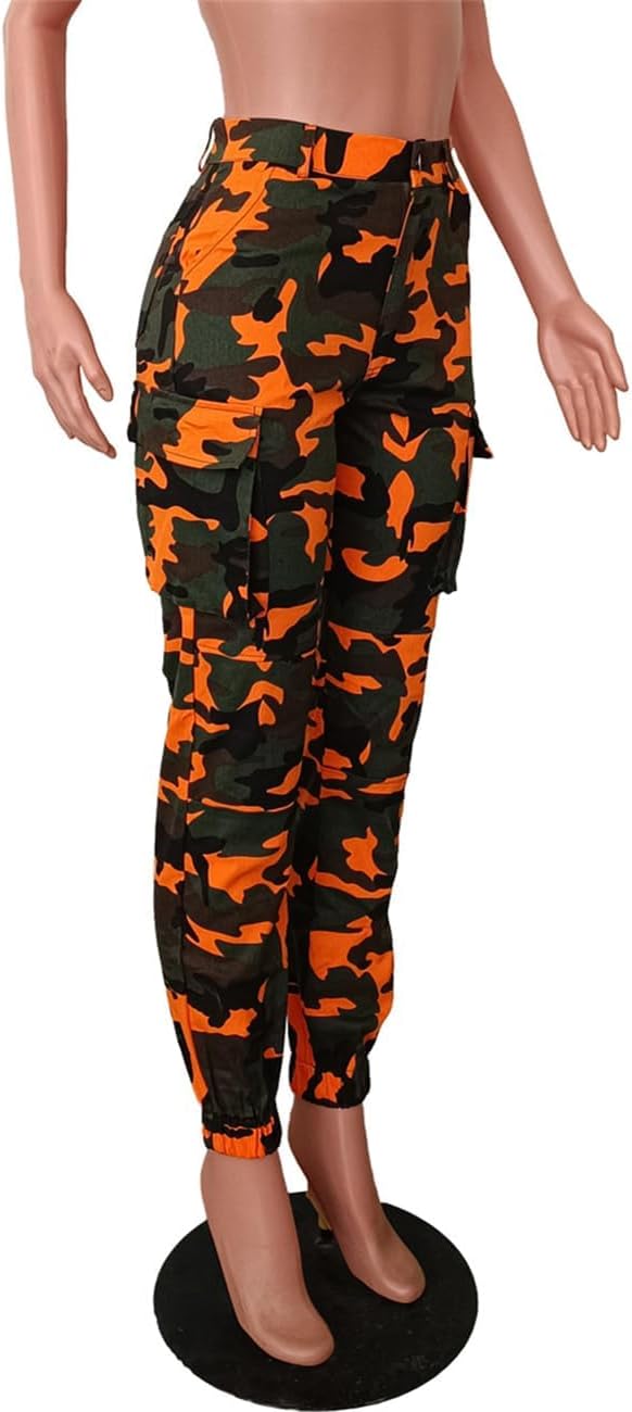 Woman's Casual Camouflage Camo Cargo Long Pants with Pockets - Image 5