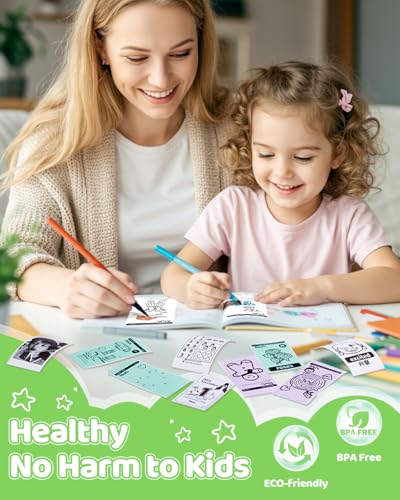 T02 Mini Aufkleber Druckerpapier für Kinder Sofortbildkameras Kompatibel mit GREENKINDER/HiMont/Hangrui/Gofunly/ORGSTA S002/M02 Pro/M02X Mini Thermodrucker Klebend Etikettenpapier, Weiß, 10 Rollen