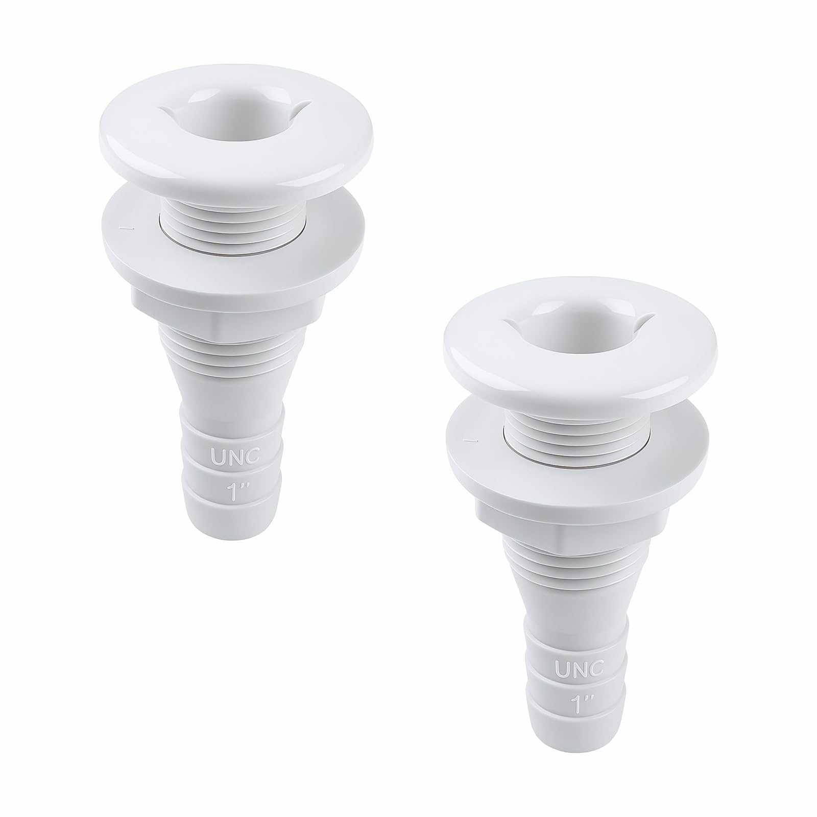 SENRISE 2Pcs Thru Hull Fitting, 1in Marine Drainage Outlet Thru Hull Skin Fitting Boat Through Connector Corrosion Resistant and Rust-Resistant Nylon Drain Outlet for Marine Boat Plumbing