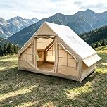 Inflatable Camping Tents with Pump, Air Glamping Tents, Easy Setup Waterproof and Windproof Blow up Tent, 4 Seasons Oxford Cabin Tent with Mesh & Chimney Window. (10 * 6.9ft)