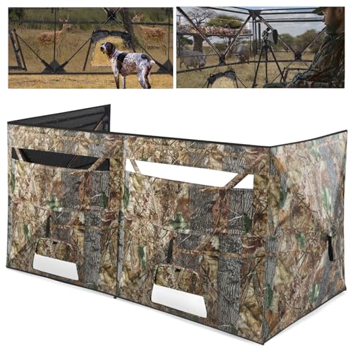 Hunting Blind, 360 Degree See Through Ground Blind, 2/3 Person Pop Up Deer Blinds with Carrying Bag Camouflage Blinds for Deer Turkey Duck
