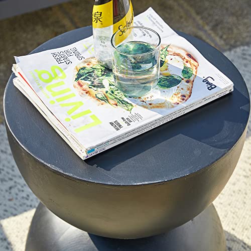Glitzhome Modern Decorative Garden Stool Heavy Duty Patio Sturdy Faux Terrazzo Garden Stool Side Table Plant Table For Indoor Outdoor, 17.75”H, Black #TOP5
