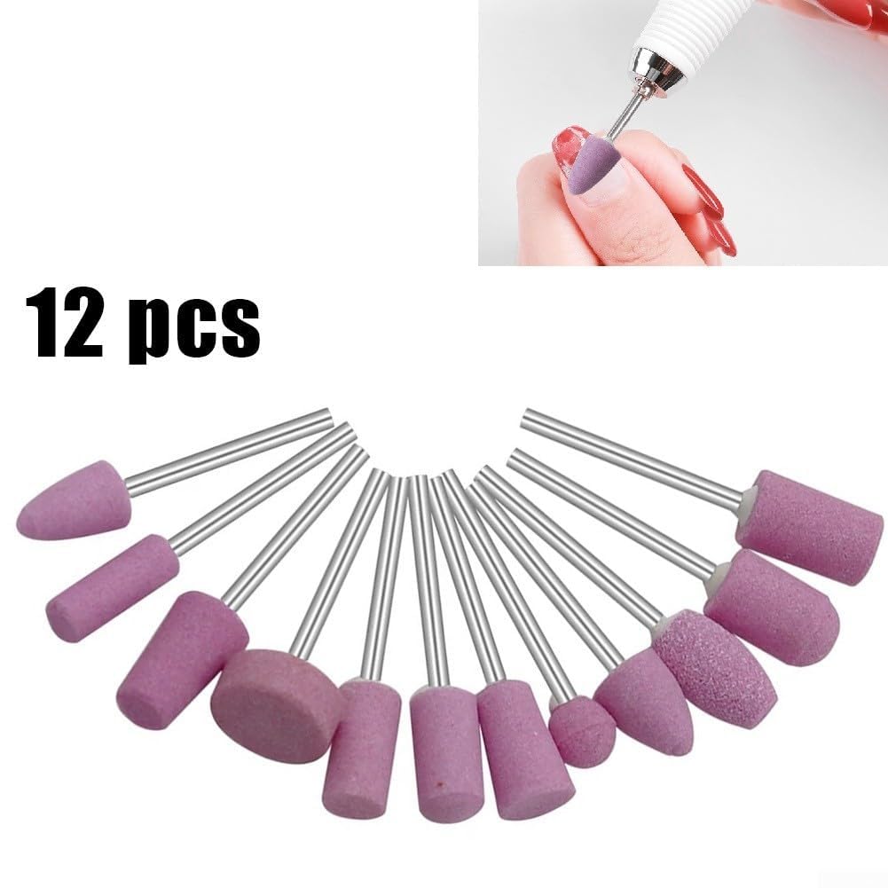 Set di 12 pietre abrasive montate per utensili rotanti tra cui teste di mola per metallo, legno, giada, uso fai da te