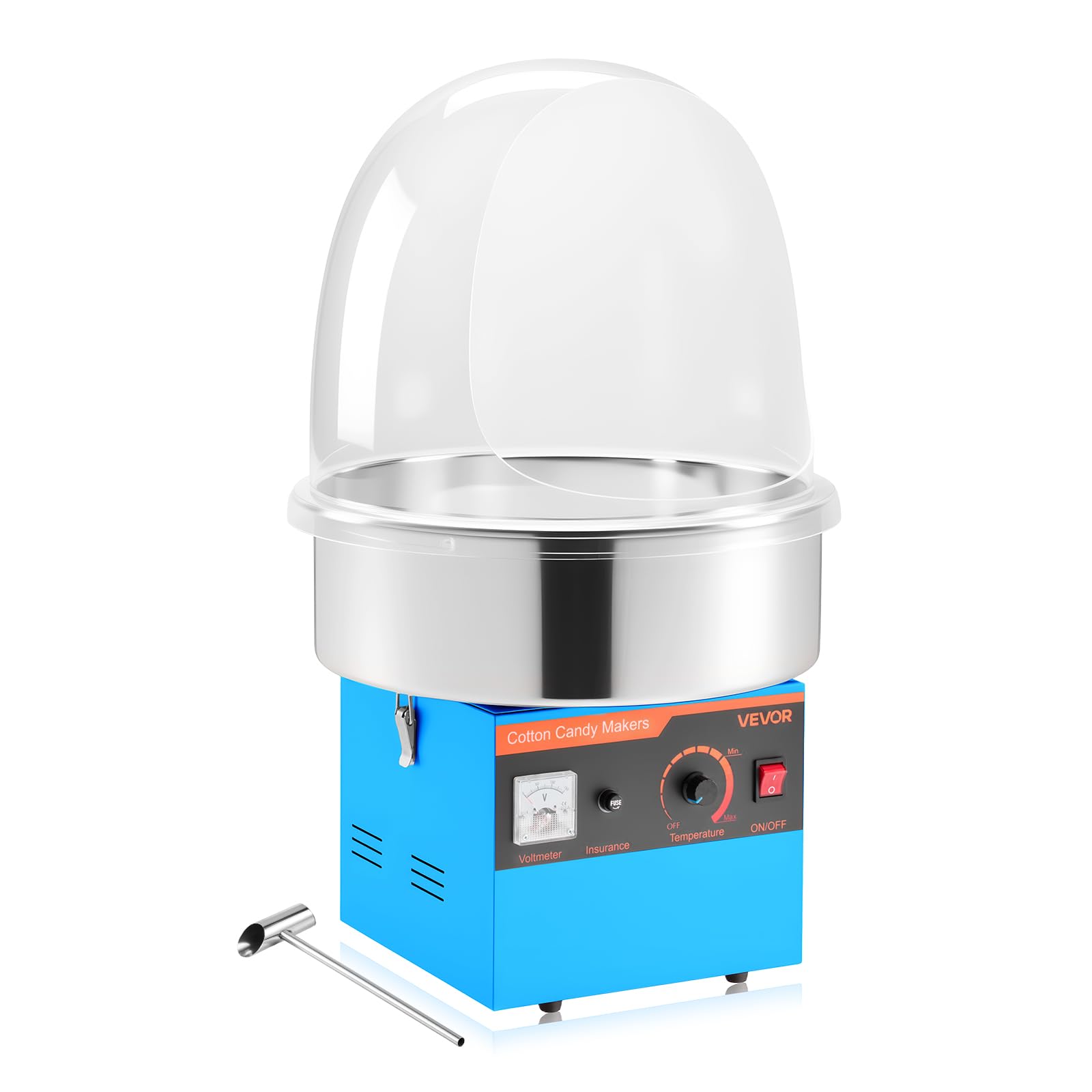 VEVOR Máquina Eléctrica de Algodón de Azúcar 1000 W, Máquina para Hacer Algodón de Azúcar con Tapa, Recipiente de Acero Inoxidable y Cuchara para Azúcar, para Carnavales, Cumpleaños, Fiestas, Azul
