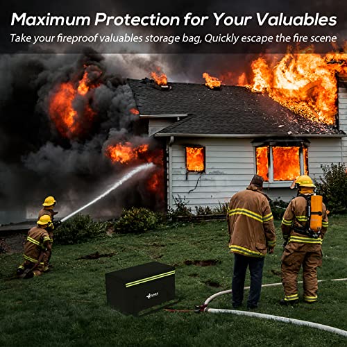 FLASLD Feuerfeste Dokumentenbox 60x30x30cm, Aufbewahrungsbox 4-Schicht großer Raum, Wasserfeste Sichere Tasche, Zusammenklappbare & Tragbare Aufbewahrungsbox Staubdichter Dateiorganisator für Heimbüro