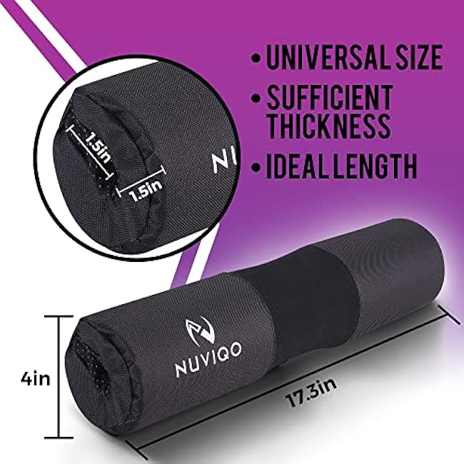 Barbell Squat Pad with Thick Foam and Nylon Padding - Neck & Shoulder Protective Pad Provides Support for Squats, Lunges & Hip Thrusts - Fits Olympic Standard Weightlifting Bar