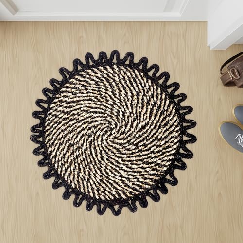 Image of Cotton Doormat for Home |Handmade Cotton Doormat | Quick Dry, Washable Door Mat for Home, Bathroom & Bedroom (51x51 cm, Pink-C-G)