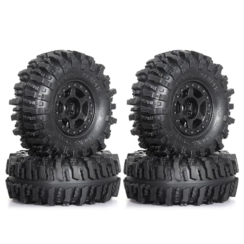 REDSPIDER 1.0 Beadlock Wheels and Tires Set?4pcs? 1.0 Crawler Tires 55 * 23mm Plastics 1.0 Wheel Lightweight Design 1/18 1/24 RC Crawler Tires for SCX24 TRX4M FMS FCX24 FCX18 AX24 (at Tires)