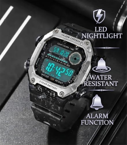 Image of Time Up Digital Dial Finer-Quality Material Square Shape Waterproof,Alarm,Night-Light Watch for Men & Women- WF124-X