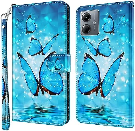 Custodia Motorola Moto G54 5G In Pelle PU - Cover Con Motivo Gatto Farfalla E Slot Carte - Foto 11