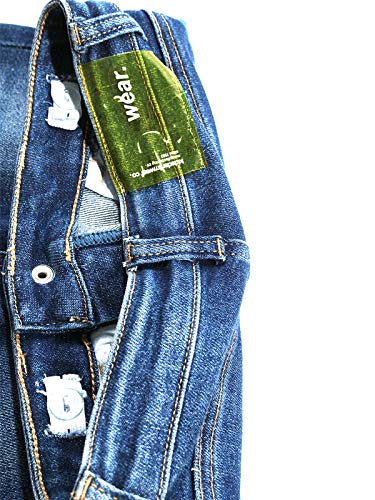 Kidscool Space Kids pernas viradas para cima faixa elástica interna macia lavada jeans slim, Azul, 9