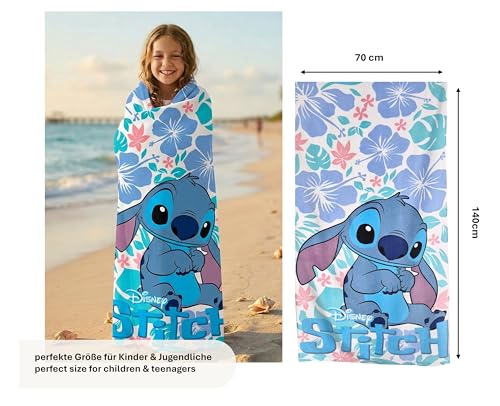 Theonoi Disney Lilo und Stitch Kinder Handtuch Badetuch Strandtuch Duschtuch 70x140 cm 100% Baumwolle für Jungen & Mädchen – Öko Tex Standard