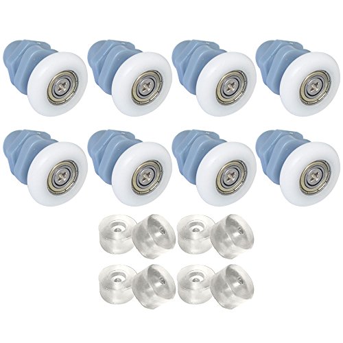 Clarmonde Lot de 8 roulettes partielles pour porte de douche - 22 mm de diamètre - Pièces de rechange pour salle de bain (YL013, 22 mm, lot de 8) Cover