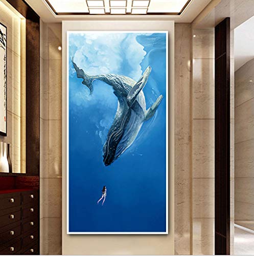 Tableau moderne de baleine bleue suspendu pour décoration de bureau - 6