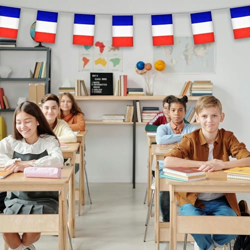 Image of France Flags French String Flag Banners for Patriotic Events Independence Day Sports Bars Inside Outside Decorations 33 Feet 30 Flags
