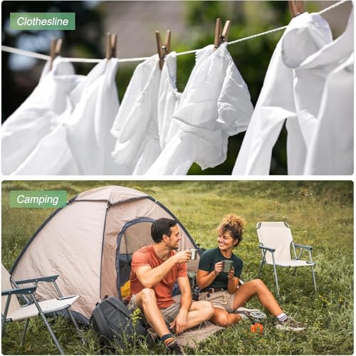 Image of 10M Clothesline with Pulley, Heavy Duty Steel Core Cloth Drying Rope, Rust Proof Thick Nylon Rope with Carabiner Hooks for Home Balcony Camping Outdoor Use