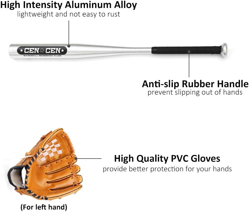 MengK Baseball Balls Set Baseball Bat+Baseball+Baseball Gloves 25in Aluminum Alloy Baseball Bat 10.5in PVC Baseball Glove Baseball Kit for Youth Kids : Sports & Outdoors