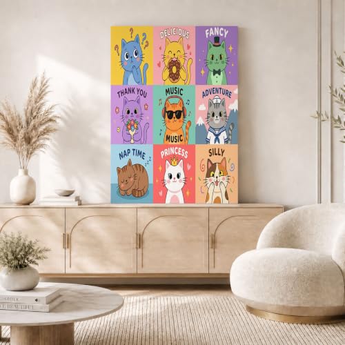 Lienzos decorativos de pared de gatos graciosos, cuadro grande de 70x100cm