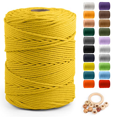 Image of ZUEXT Macrame Cord, Ginger, 5mm x 328yds Cotton String Macrame Yarn | Natural Handmade, 4 Strands Twisted Cotton Rope, for Craft Wall Hanging Weaving Tapestry Dream Catchers Hanger DIY Gift, 300m