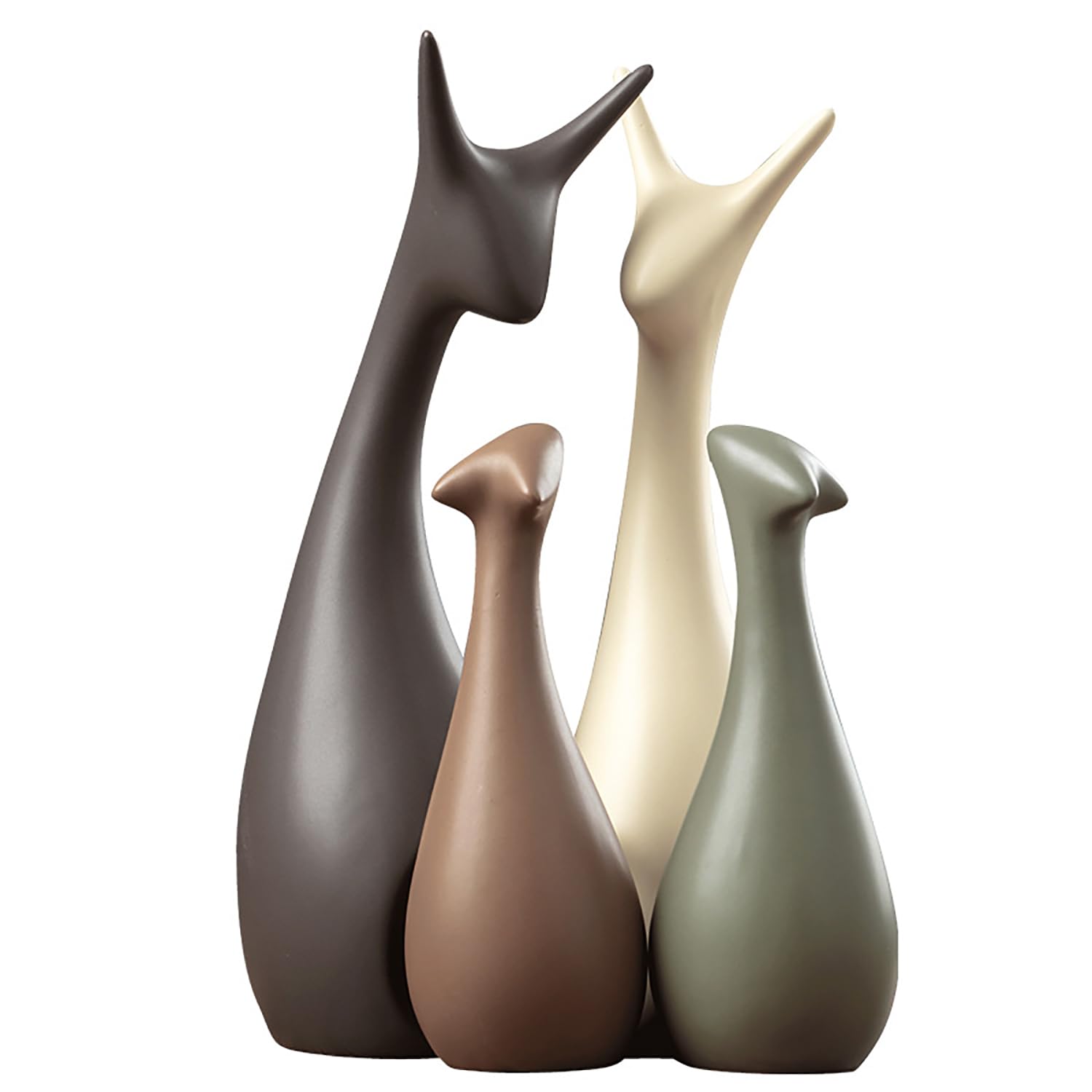 Adornos de Cerámica 4 Piezas Ciervo Decoracion Estatua Decorativa Adorno Escultura Animal Porcelana Decoración for Sala de Estar Decoración del Dormitorio Estudio, Deer Familia de Cuatro