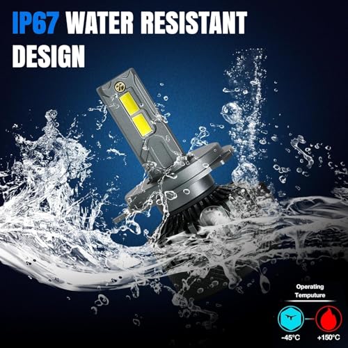 Image of OTO2EYE H4 LED Headlight Bulb for Bike 125W 12500LM 6500K Super Bright White | Motorcycle LED Headlight with Cooling Fan | Long Life | Compatible with H4 /H19 | 1 Years Warranty | Pack of 1
