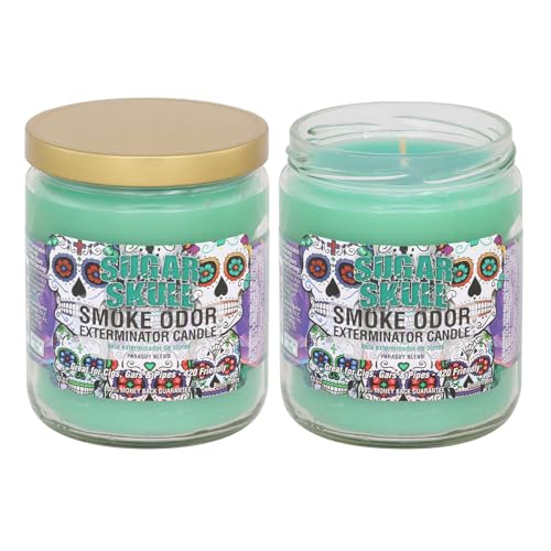Smoke Odor Exterminator 13oz Jar Candles Sugar Skull Pack of 2