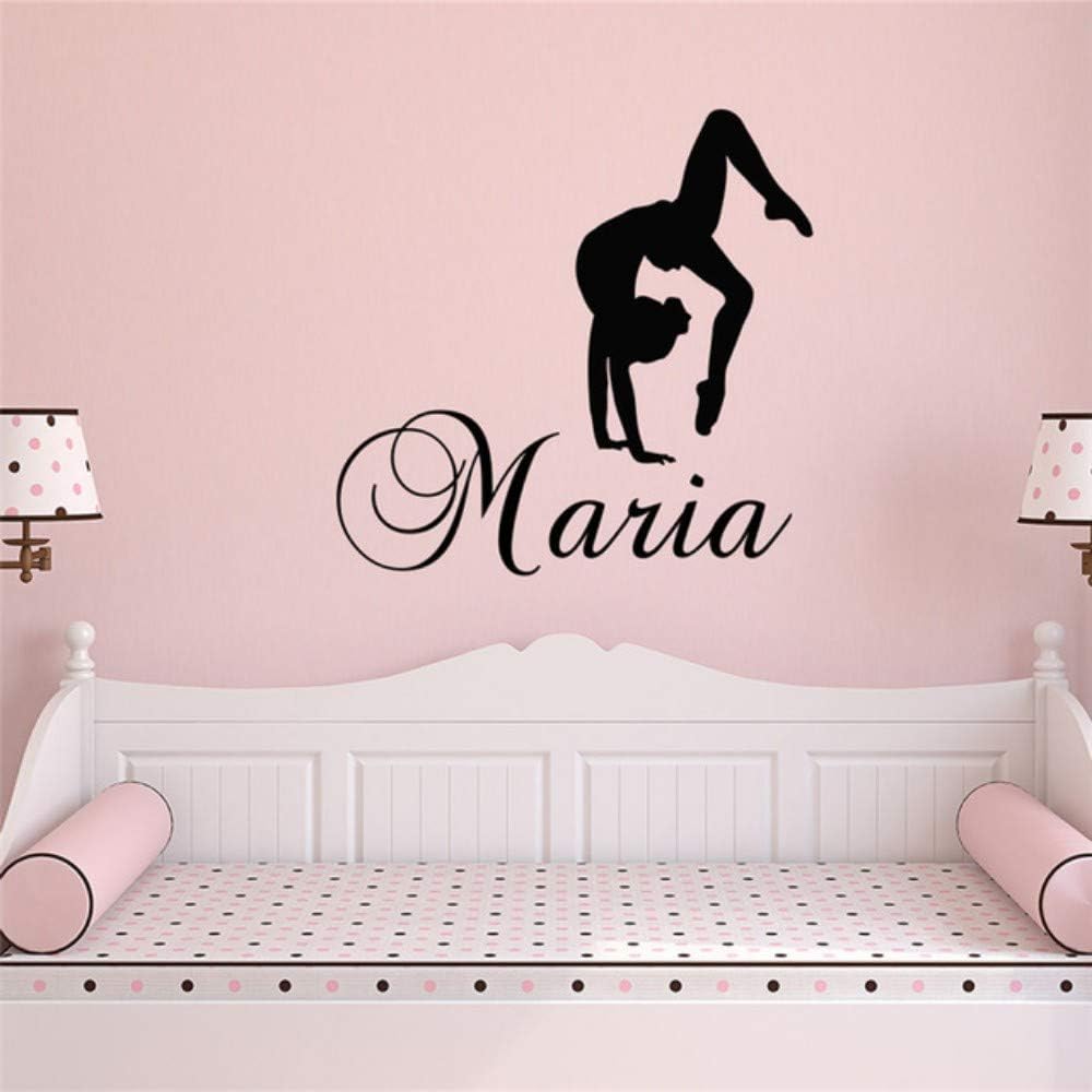 Girl Name Decal Gymnastics Wall Decal Nursery Vinyl Stickers Dance Studio Quote for Kids Rooms Vinyl Living Poster 60x58cm