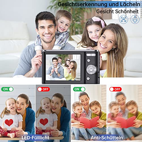 2-in-1 Digitalkamera 2.7K FHD, 44 MP Kompaktkamera Mini Video Fotokamera mit 16X Digitalzoom, 2.8 Zoll LCD Bildschirm… – Bild 6