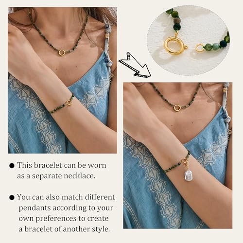 FAMARINE Boho Bracelet for Women Natural Stone Beaded Bracelet Minimalist Beach Vacation Jewelry — view 3