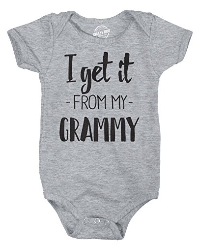 I Get It from My Grammy Creeper Funny Family Baby Jumpsuit Funny Baby Onesies Cool Grandma Onesie Novelty Onesie Light Grey Newborn