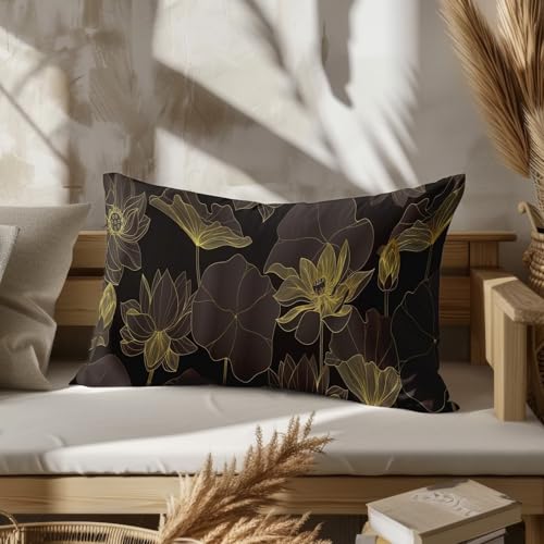 Taie d'oreiller satin soie fleurs lotde4 rectangulaire lin 50x75cm
