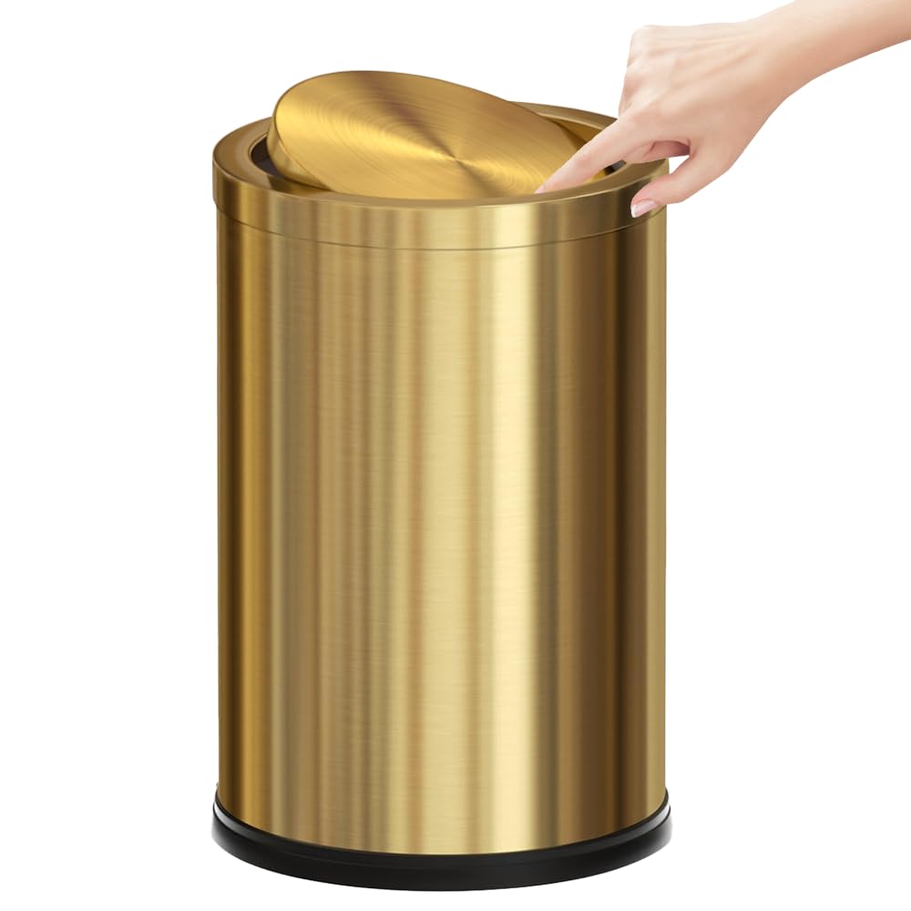 Gold Bathroom Trash Can with Lid, Trash Bin, 9l/2.4gallon Waste