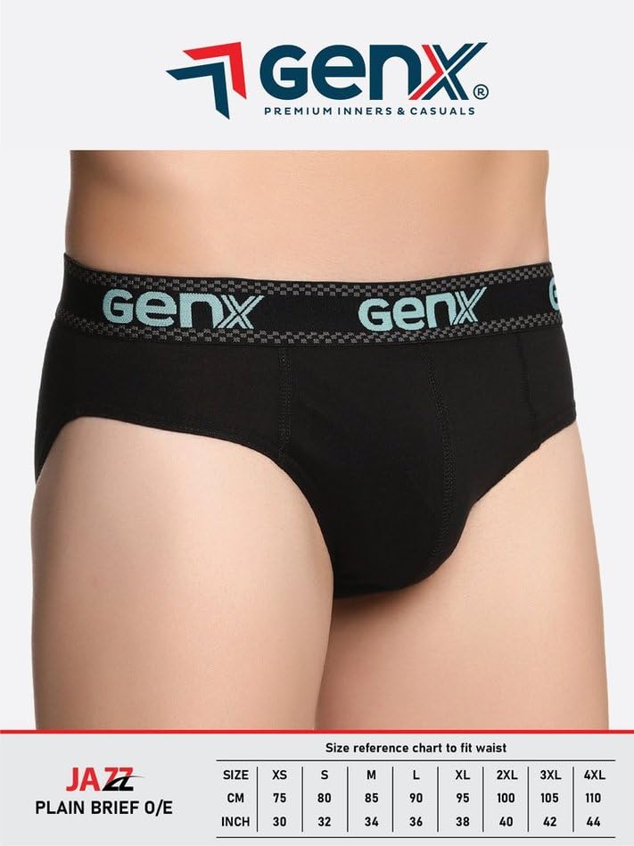 Image of Genx Jazz Men's 100% Cotton Briefs with Comfortable Waistband(Pack of 3)(Colors&Print May Vary)