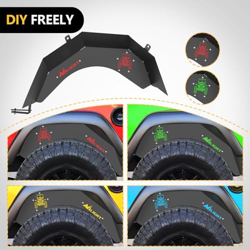 Image of Nilight TJ Rear Inner Fender Liners Fit for 1997 1998 1999 2000 2001 2002 2003 2004 2005 2006 Jeep Wrangler TJ & LJ 2PCS Offroad Powder Coated Steel Splash Mud Guard Wheel Well Liner Covers