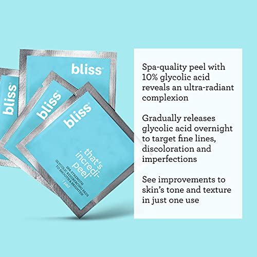 Bliss That's Incredi-Peel Glycolic Resurfacing Facial Pads - 15 Ct - Single-Step Pads For Exfoliating And Brightening - Targets Fine Lines And Discoloration - Travel-Friendly - Vegan & Cruelty-Free #TOP2