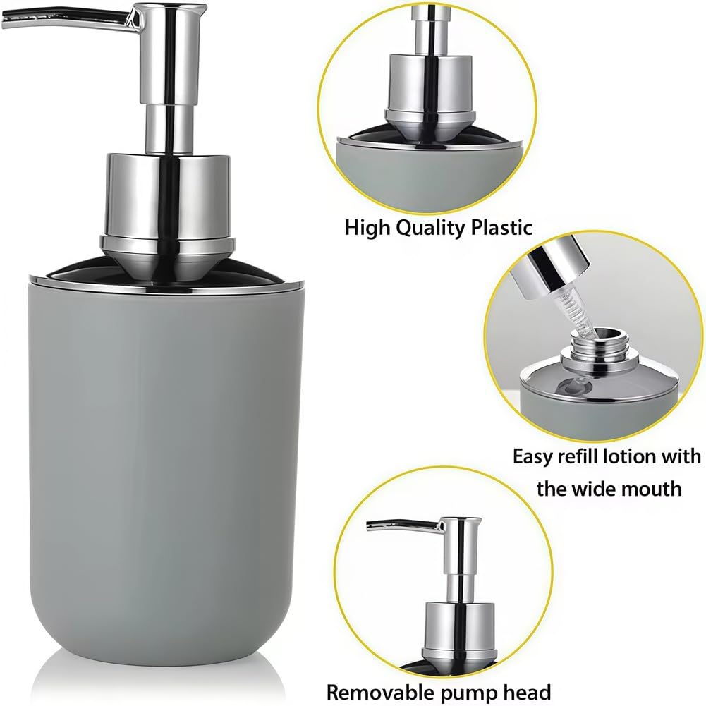 Set Completo di Accessori per il Bagno, Moderno ed Elegante - 6 pezzi, Con Dispenser Sapone, Portaspazzolino, Portasaponetta, Portascopino, Pattumiera, Tazza per Spazzolino da Denti,Verde