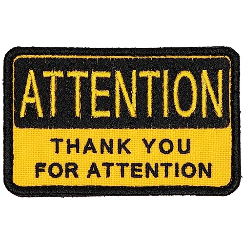 SHEVRONS Attention! Tactical Funny Morale Novelty Patch for Hats, Vests, Jeans, Backpacks, All Clothes, and Gear - Highly Durable and Incredibly Resistant to Fading and Tearing - 3.35 x 2.05 in