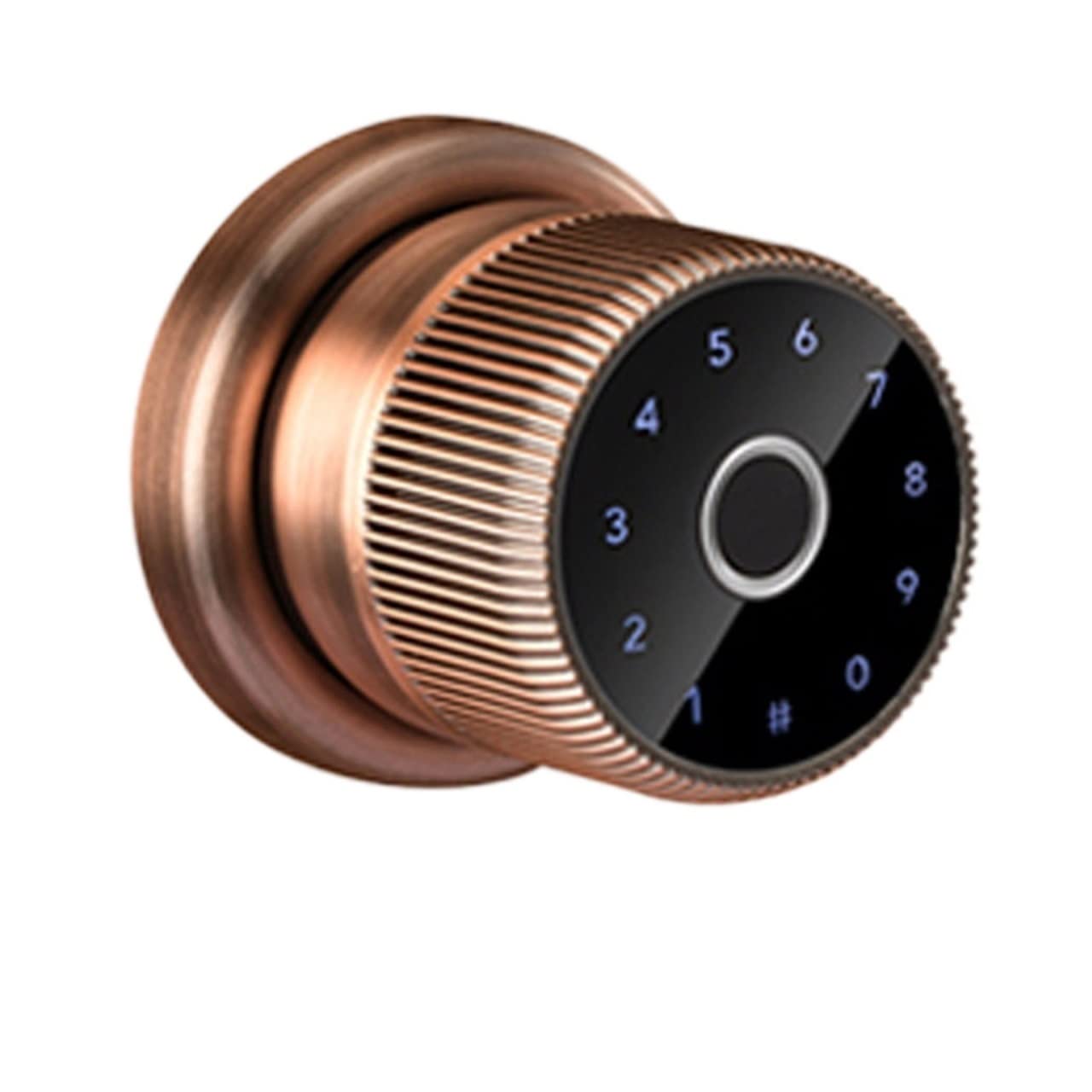 CVFRDD Smart Door Knob, TTLOCK Electronic Digital Keypad Zinc Knob Fingerprint Smart Cylinder Door Lock Keyless Entry Door Handle(Bronze)