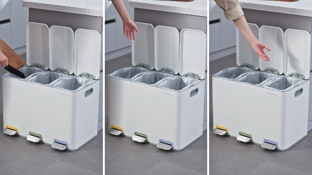 Amazon.co.jp: SONGMICS ゴミ箱 分別 3連 3x15L 横型ダストボックス 蓋