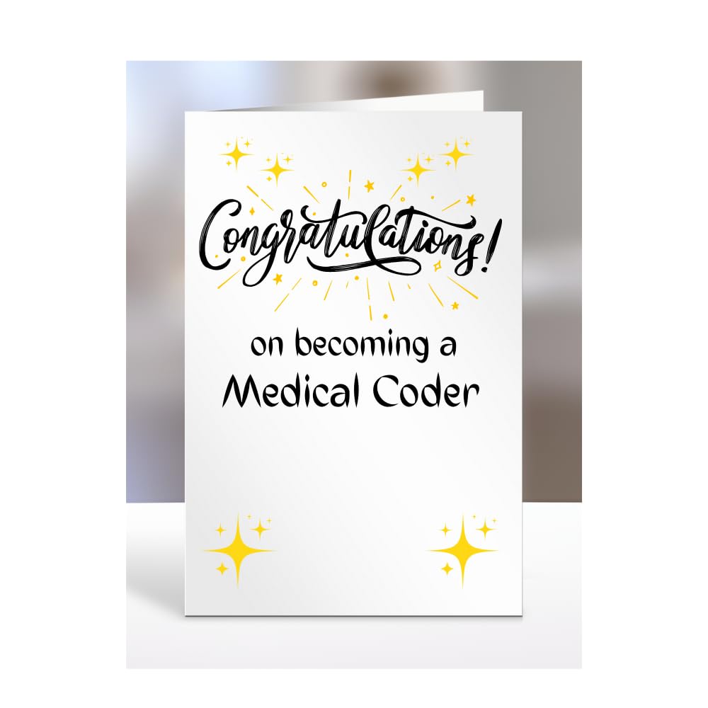 Congratulations on becoming a Medical Coder, card for men, women, him, her, colleague, boss, manager, supervisor, friend, gifts or presents, A5-211b_116 — image 1
