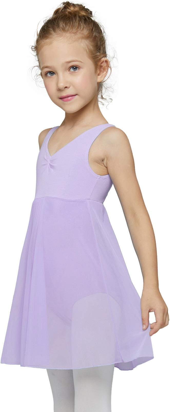 MdnMd Ballet Dance Leotard for Girls Toddler Long Skirt Gymnastic Ballerina Dress Outfit (Lavender Purple, Age 2-4 / 2t,3t)