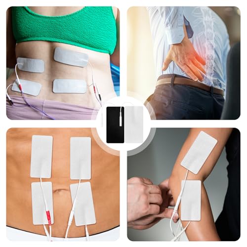 Landrain 20 Stück Tens Elektroden Pads, 10x5 cm Selbstklebende Elektroden Tens Gerät Replacement for 2mm Pin Elektrotherapie