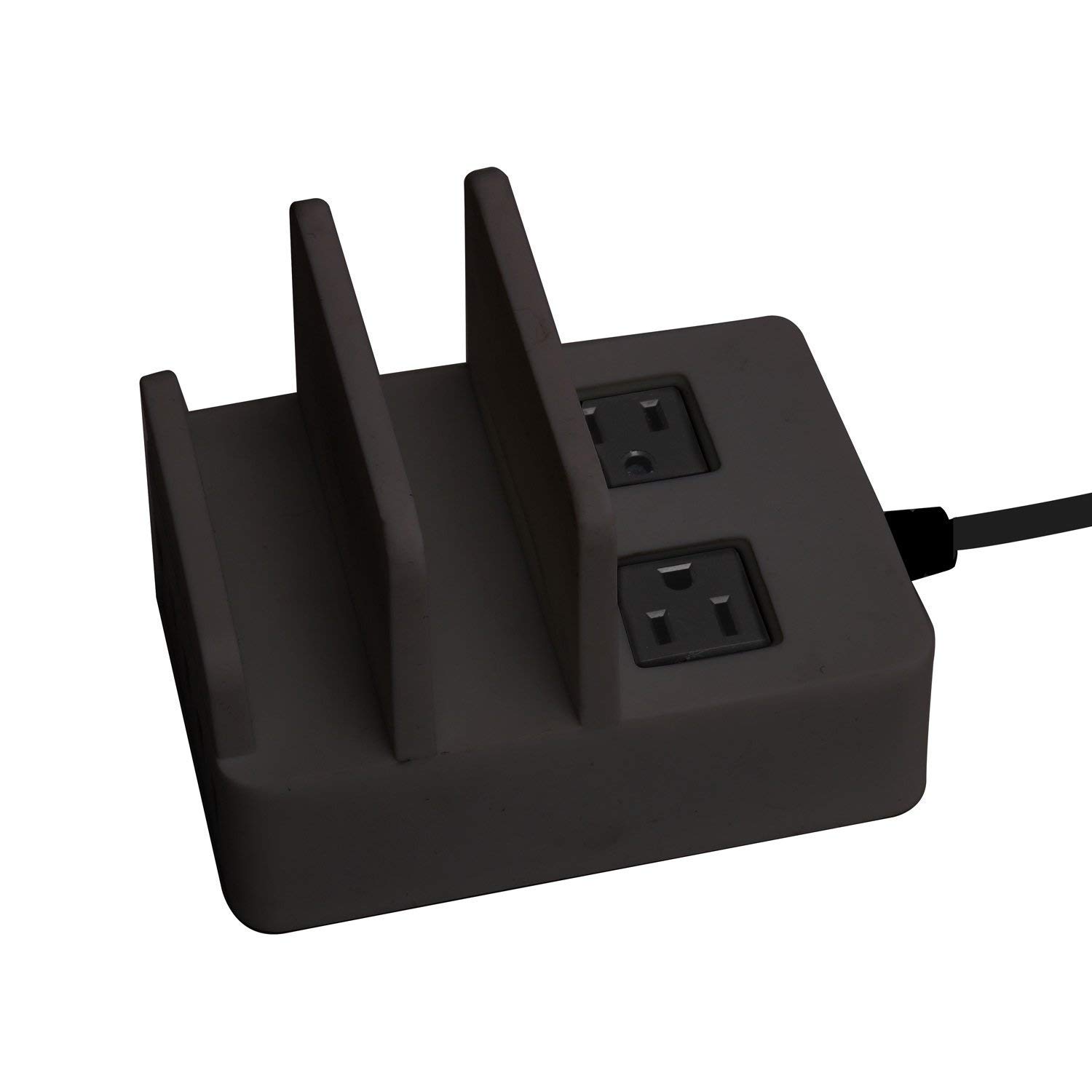 Power Hub Plus Charging Station - Charge Up to 7 Devices Using Only One Wall Outlet | Black Silicone Won't Scratch Device | Attractive Dependable Table Charging | No Set of Short Cords