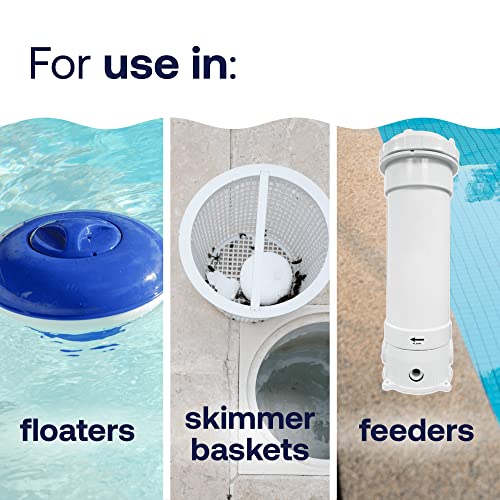 Image of HTH 42055 Pool Care 3 inch Chlorine Tabs Advanced, Swimming Pool Sanitizer with Clarifier & Algaecide - Destroys Bacteria & Algae, Delivers Crystal Clear Water All Season, Slow Dissolving, 25 lbs