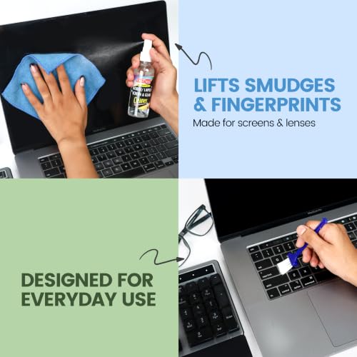 Image of Soni Officemate 3-in-1 Screen Cleaning Kit | 100ml Laptop Cleaner Spray + Microfiber Cloth + Brush | Screen Cleaner for Laptop, Mobile, Monitor, TV, LCD, LED, PC | Prevents Static Electricity | Screen Cleaner for Laptop, Mobile, Monitor, TV, LCD, LED, PC | Prevents Static Electricity