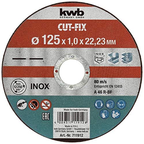 kwb CUT-FIX Trennscheiben Sparpack – 125 x 1 Flexscheiben-Set für Winkelschleifer, 10-teilig
